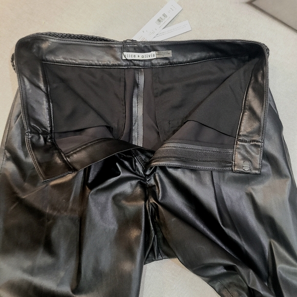 ALICE + OLIVIA 🏷️NWT 'Ivette' Lambskin Leather High Waist Pants Ankle Ties Sz10 - Picture 14 of 16